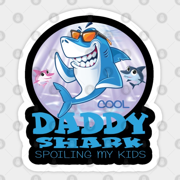 Cool Daddy Shark T-Shirt Gift Family Shark Father Gifts Sticker by Envision Styles